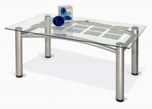 Журнальный столик Робер 3М серебристый/прозрачное стекло
