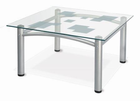 Журнальный столик Робер 2М серебристый/прозрачное стекло